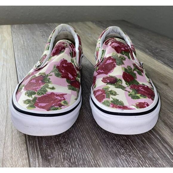 Vans Pink and Red Floral Slip-On Sneakers - Picture 3 of 10